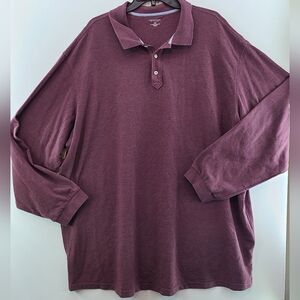 ROUNDTREE & YORKE Men's Burgundy Long Sleeve Polo Shirt - Size‎ 3XB